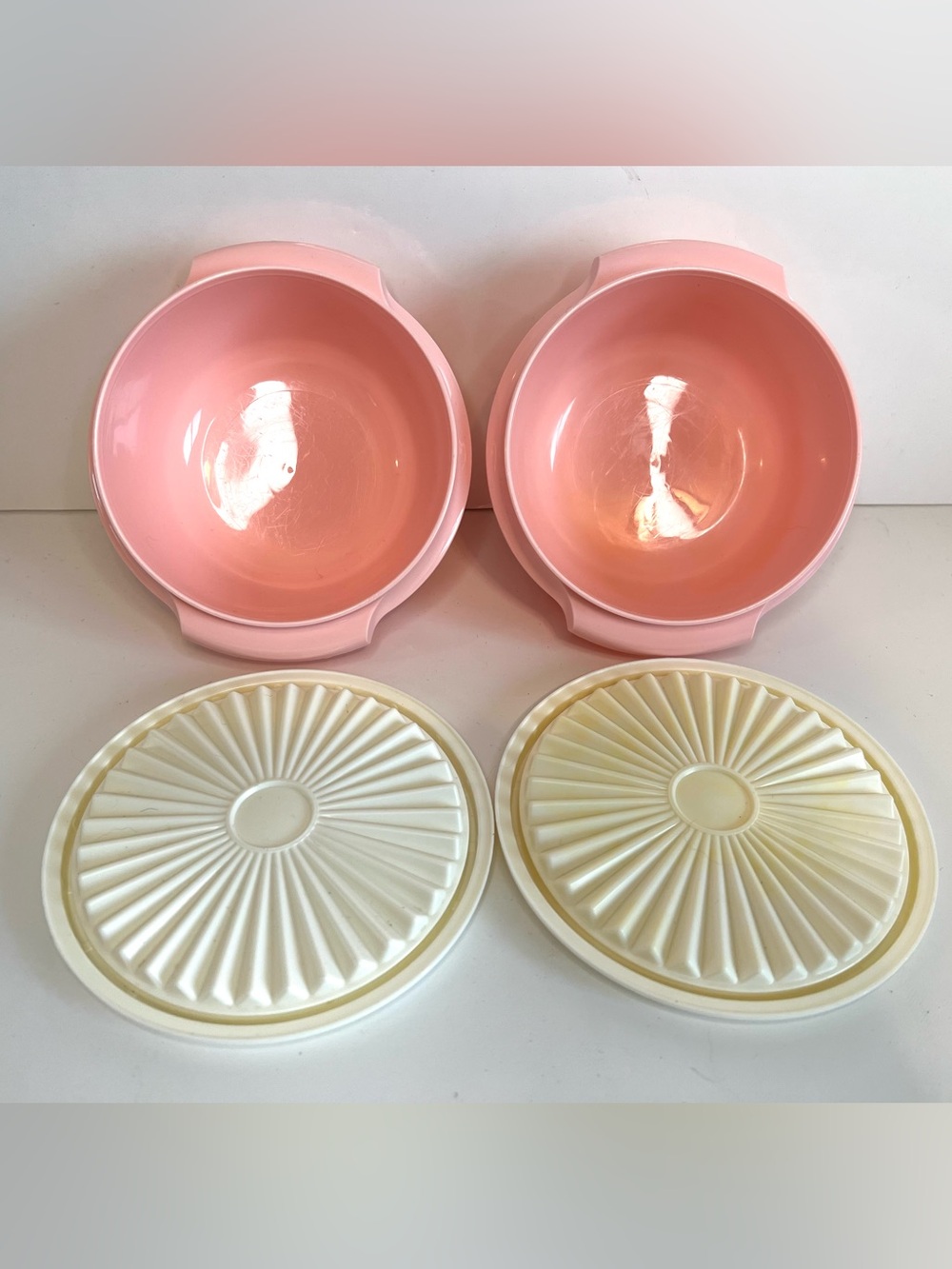 Tupperware Small 10oz SERVALIER BOWLS Set of 2 Pastel Pink